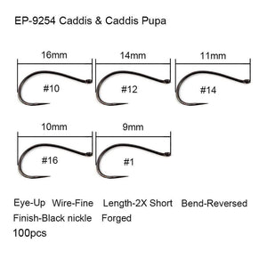 Planet Gates Jig fly hook 9220 / 1 100pcs Competition Fly Fishing Hook Barbless No Barb hook Fishing Dry Nymph Shirmp Wet Caddis Fly Hook Black Nickle New