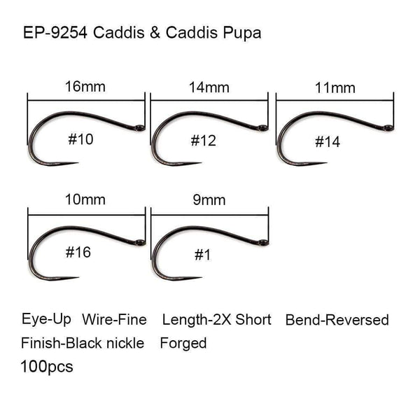 Planet Gates Jig fly hook 9220 / 1 100pcs Competition Fly Fishing Hook Barbless No Barb hook Fishing Dry Nymph Shirmp Wet Caddis Fly Hook Black Nickle New