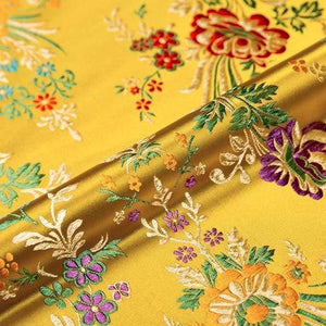 Planet Gates jinhuang / 50x75cm Flower Fabrics Brocade Jacquard Pattern Fabric For Sewing Cheongsam And Kimono Material For DIY