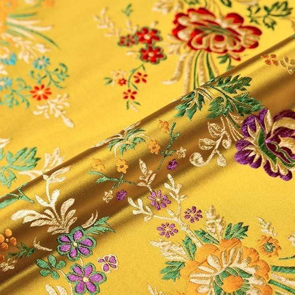 Planet Gates jinhuang / 50x75cm Flower Fabrics Brocade Jacquard Pattern Fabric For Sewing Cheongsam And Kimono Material For DIY