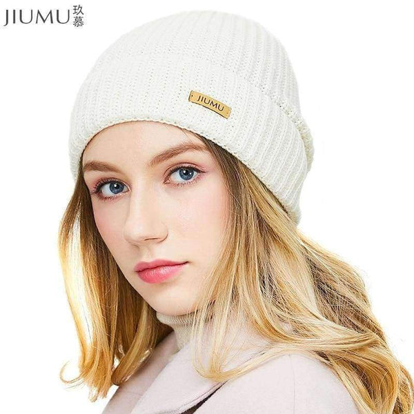 Planet Gates JIUMU Wool Women Beanie 2018 New Thick & Warm Winter Hat Brand Casual Women's Knitted Chunky Soft Skullies gorros mujer invierno