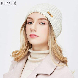 Planet Gates JIUMU Wool Women Beanie 2018 New Thick & Warm Winter Hat Brand Casual Women's Knitted Chunky Soft Skullies gorros mujer invierno
