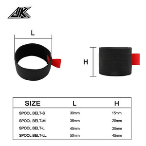 Planet Gates JK 4pcs/pack Black Elastic Fishing Spool Belt Fishing Reel Protection Belt Spinning Wheel Reel Accessories