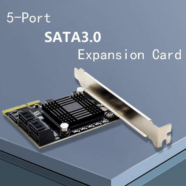 Planet Gates JMB585 Chip 5 Port SATA 3.0 to PCIe Expansion Card 4X Gen 3 PCI Express SATA Adapter SATA 3 Converter with Heat Sink for HDD SSD