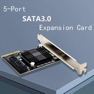 Planet Gates JMB585 Chip 5 Port SATA 3.0 to PCIe Expansion Card 4X Gen 3 PCI Express SATA Adapter SATA 3 Converter with Heat Sink for HDD SSD