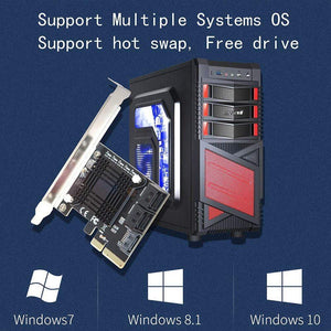 Planet Gates JMB585 Chip 5 Port SATA 3.0 to PCIe Expansion Card 4X Gen 3 PCI Express SATA Adapter SATA 3 Converter with Heat Sink for HDD SSD