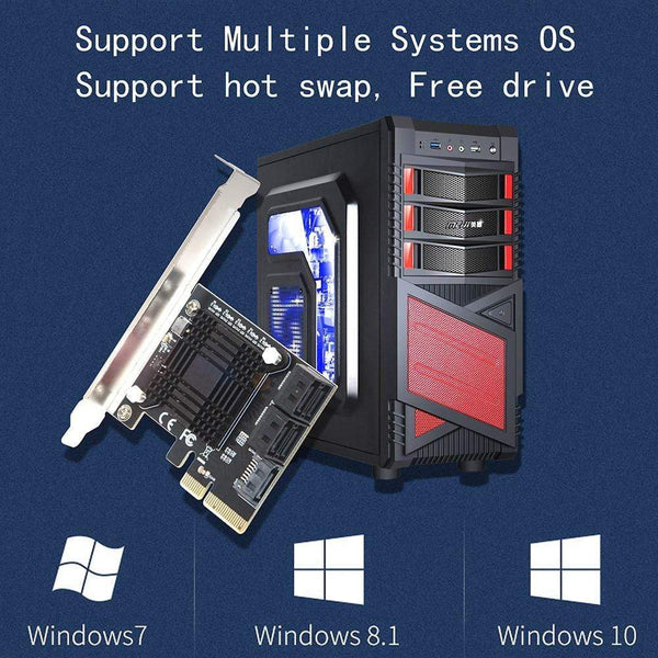 Planet Gates JMB585 Chip 5 Port SATA 3.0 to PCIe Expansion Card 4X Gen 3 PCI Express SATA Adapter SATA 3 Converter with Heat Sink for HDD SSD
