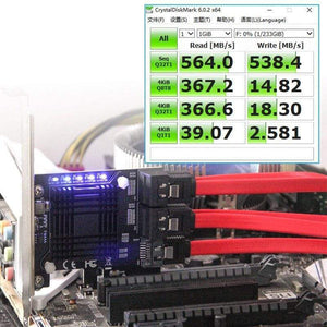 Planet Gates JMB585 Chip 5 Port SATA 3.0 to PCIe Expansion Card 4X Gen 3 PCI Express SATA Adapter SATA 3 Converter with Heat Sink for HDD SSD