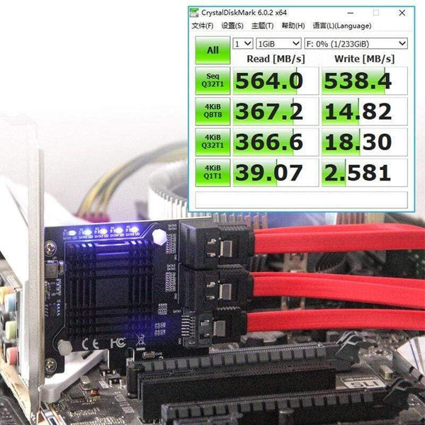 Planet Gates JMB585 Chip 5 Port SATA 3.0 to PCIe Expansion Card 4X Gen 3 PCI Express SATA Adapter SATA 3 Converter with Heat Sink for HDD SSD