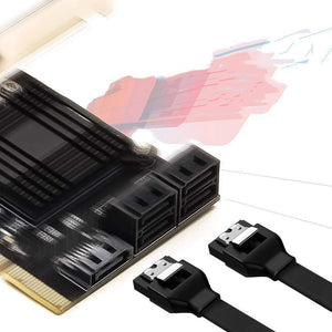 Planet Gates JMB585 Chip 5 Port SATA 3.0 to PCIe Expansion Card 4X Gen 3 PCI Express SATA Adapter SATA 3 Converter with Heat Sink for HDD SSD