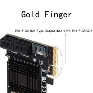 Planet Gates JMB585 Chip 5 Port SATA 3.0 to PCIe Expansion Card 4X Gen 3 PCI Express SATA Adapter SATA 3 Converter with Heat Sink for HDD SSD