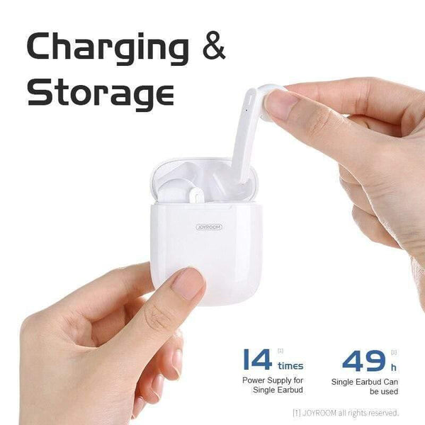 Planet Gates JOYROOM TWS Bluetooth Stereo Noise Earphone Cancelling Wireless Stereo Headset Earbuds With Mic Waterproof HIFI Tone Quality (T04-S)