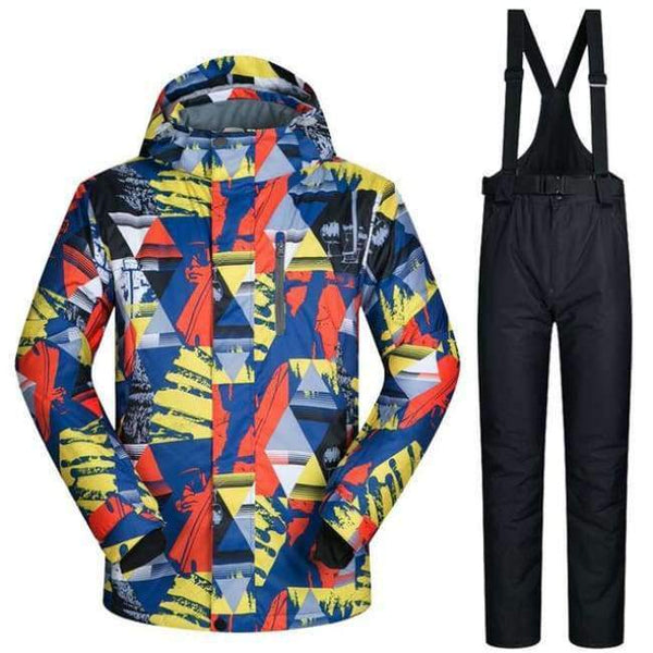 Planet Gates JS And Black / M Winter Ski Suit Men Thermal Jackets Waterproof Snowboard Suits Cross Country Skiing And Snowboarding Jackets For Men