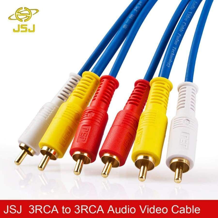 Planet Gates JSJ HIFI OFC 24k gold plated 3RCA Male to 3RCA Male Audio Video Composite AV Cable for Home Theatre DVD VCD Headphone