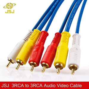 Planet Gates JSJ HIFI OFC 24k gold plated 3RCA Male to 3RCA Male Audio Video Composite AV Cable for Home Theatre DVD VCD Headphone