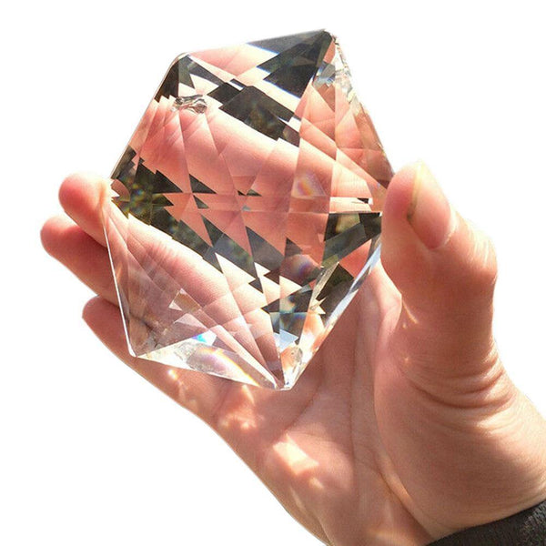 Planet Gates Judaism Glass Prisms Pendant Hexagram Ornament Craft Clear Crystal Chandelier Art 100mm Large Faceted Hanging Part