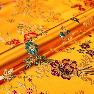Planet Gates juhuang / 50x75cm Flower Fabrics Brocade Jacquard Pattern Fabric For Sewing Cheongsam And Kimono Material For DIY