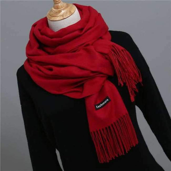 Planet Gates Jujube red / China Women scarf soild winter cashmere scarves for ladies neck warm pashmina long shawl wraps bandana foulard female head hijab