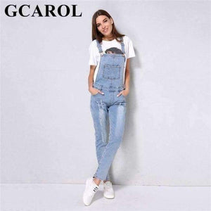 Planet Gates Jumpsuits / S / China 2018 New Arrival Women Ripped Denim Jumpsuits High Quality Braces cowboy Light Blue Basic Overall For 4 Season