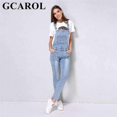 Planet Gates Jumpsuits / S / China 2018 New Arrival Women Ripped Denim Jumpsuits High Quality Braces cowboy Light Blue Basic Overall For 4 Season