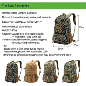 Planet Gates Jungle camouflage / 50 - 70L Waterproof Camo Tactical Backpack, Molle Military Army Bag,Hiking Hunting Backpack Tourist Rucksack Sport Bag