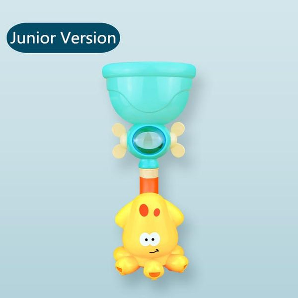 Planet Gates Junior Version Bath Toys Baby Water Game Faucet Shower Rubber Duck Waterwheel Dabbling Water Spray Set For Kids Animals Bathroom Summer Toys
