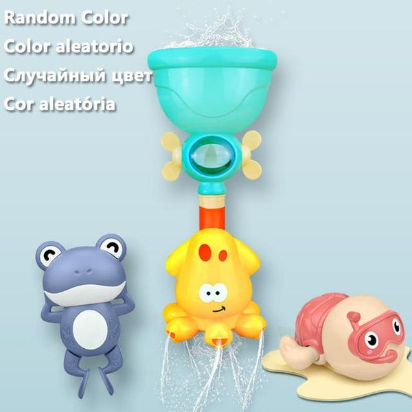 Planet Gates Junior Version Set Bath Toys Baby Water Game Faucet Shower Rubber Duck Waterwheel Dabbling Water Spray Set For Kids Animals Bathroom Summer Toys