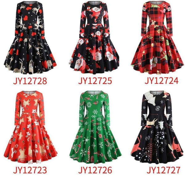 Planet Gates JY12723 / S Christmas Dress Women Casual Dress Casual Slim Bodycon Long Sleeve Plus Size Autumn Winter Elegant Office Party Plaid Dresses