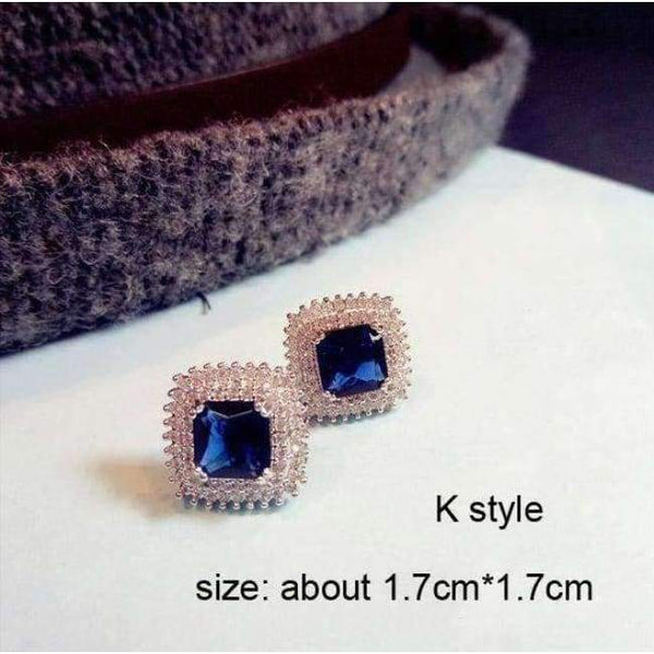 Planet Gates K style / Blue Fashion Vintage Flower Blue Water Drop Earrings Women Crystal Stone Long Tassel Earrings Cubic Zirconia Pearl Women Earrings