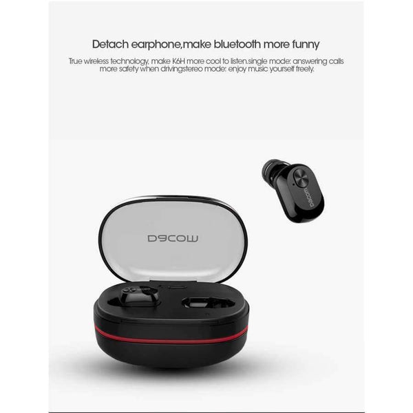 Planet Gates K6H Black / China Wireless Earbuds Earphones Mini Twins Headset Stereo Bluetooth Earphone Wireless Headphones with 1100mAh Box