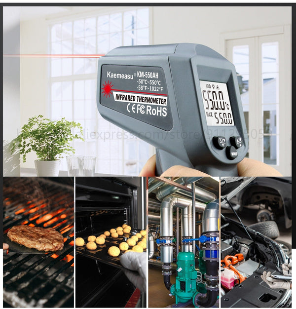 Planet Gates Kaemeasu Digital Infrared Thermometer -50~1600 Measuring Range,Non-Contact, Safety,Cooking,Industrial Electronic Thermometer Gun