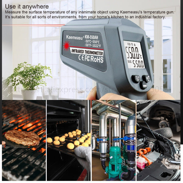 Planet Gates Kaemeasu Digital Infrared Thermometer -50~1600 Measuring Range,Non-Contact, Safety,Cooking,Industrial Electronic Thermometer Gun