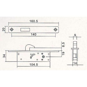 Planet Gates KAK Sliding Door Lock Zinc Alloy Window Locks Anti-Theft Safety Wood Gate Floor Lock With Cross Keys For Furniture Hardware