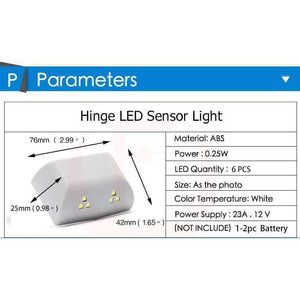 Planet Gates KAK Universal 0.25W Inner Hinge Six LED Sensor Light For Kitchen Bedroom Living Room Cabinet Cupboard Closet Wardrobe Hardware