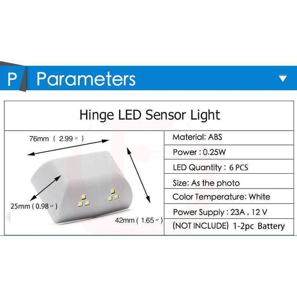 Planet Gates KAK Universal 0.25W Inner Hinge Six LED Sensor Light For Kitchen Bedroom Living Room Cabinet Cupboard Closet Wardrobe Hardware