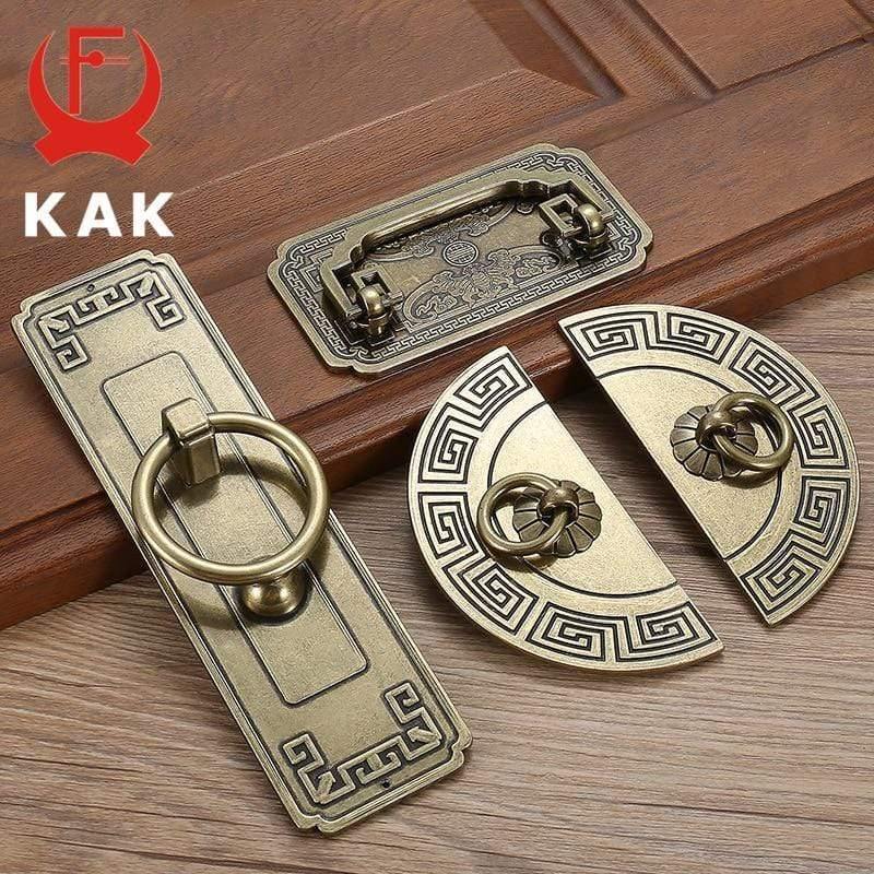 KAK Vintage Antique Bronze Cabinet Handles Chinese Style Furniture Handle Drawer Knobs Wardrobe Door Pulls Furniture Hardware