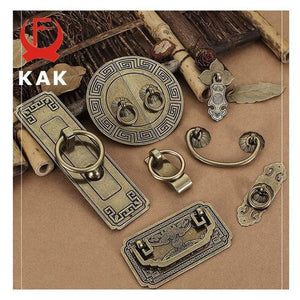 KAK Vintage Antique Bronze Cabinet Handles Chinese Style Furniture Handle Drawer Knobs Wardrobe Door Pulls Furniture Hardware