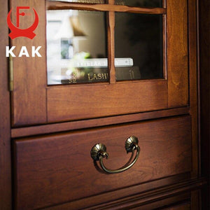 KAK Vintage Antique Bronze Cabinet Handles Chinese Style Furniture Handle Drawer Knobs Wardrobe Door Pulls Furniture Hardware