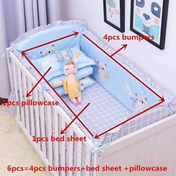 Planet Gates kaolabaobaolan 6pcs/set Blue Universe Design Crib Bedding Set Cotton Toddler Baby Bed Linens Include Baby Cot Bumpers Bed Sheet Pillowcase