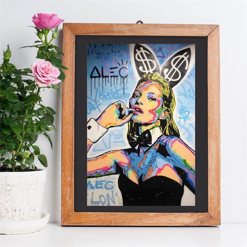 Kate Moss Playboyes ICON By Alec Monopolies Wall Art Canvas Posters Prints Painting Wall Pictures Office Living Room Home Decor