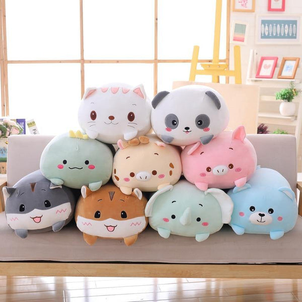 Kawaii 9 Styles Animal Cat Deer Hamster Elephant Plush Toy Soft Cartoon Panda Pig Bear Dinosaur Stuffed Doll Cartoon Pillow Gift