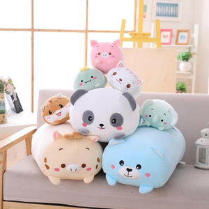 Kawaii 9 Styles Animal Cat Deer Hamster Elephant Plush Toy Soft Cartoon Panda Pig Bear Dinosaur Stuffed Doll Cartoon Pillow Gift