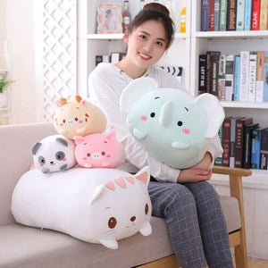 Kawaii 9 Styles Animal Cat Deer Hamster Elephant Plush Toy Soft Cartoon Panda Pig Bear Dinosaur Stuffed Doll Cartoon Pillow Gift