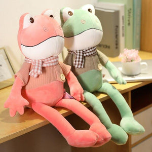 Kawii 38cm-90cm Funny Long Legs Frog With Scarf Plush Toys Soft Stuffed Cartoon Animals Doll Kids Accompany Boys Best Gifts