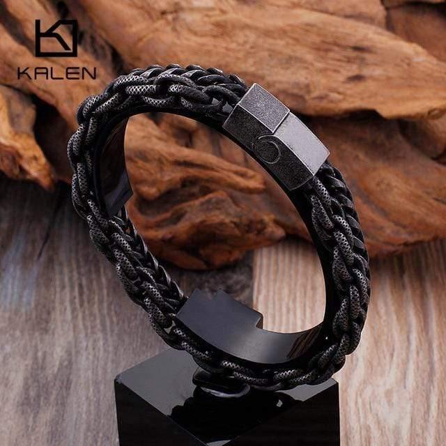 Planet Gates Stainless Steel Double Layer Link Chain Bracelets Men's Hip Hop Biker Hand Chain Bracelet Drop Shipping Jewelry