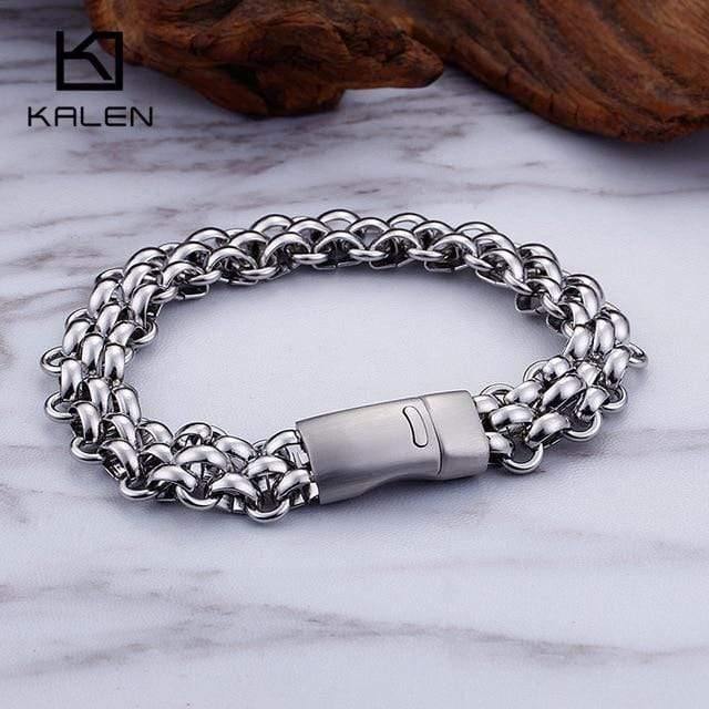 Planet Gates Italy Gold Stainless Steel Chain Link Bracelets For Men Fashion Male 22CM Magnetic Hand Chain Bracelets Jewelry