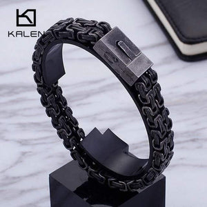 Planet Gates KB93171-BD / 21.5cm Italy Gold Stainless Steel Chain Link Bracelets For Men Fashion Male 22CM Magnetic Hand Chain Bracelets Jewelry