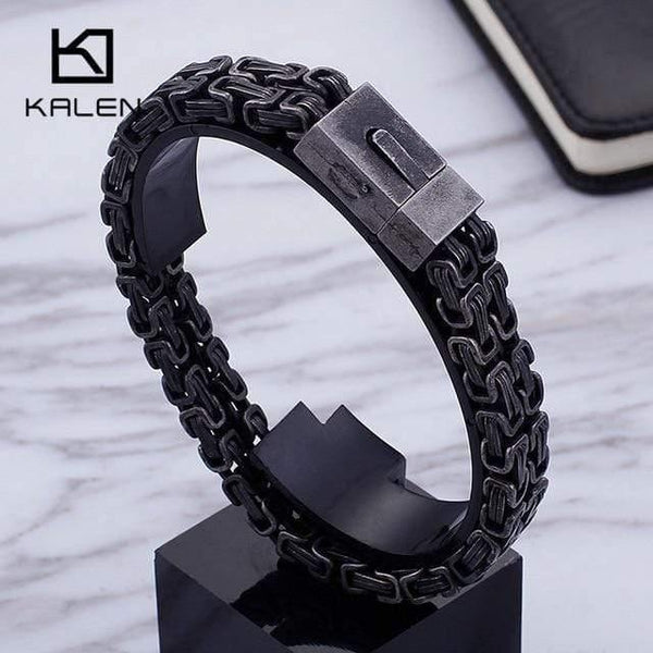 Planet Gates KB93171-BD / 21.5cm Italy Gold Stainless Steel Chain Link Bracelets For Men Fashion Male 22CM Magnetic Hand Chain Bracelets Jewelry