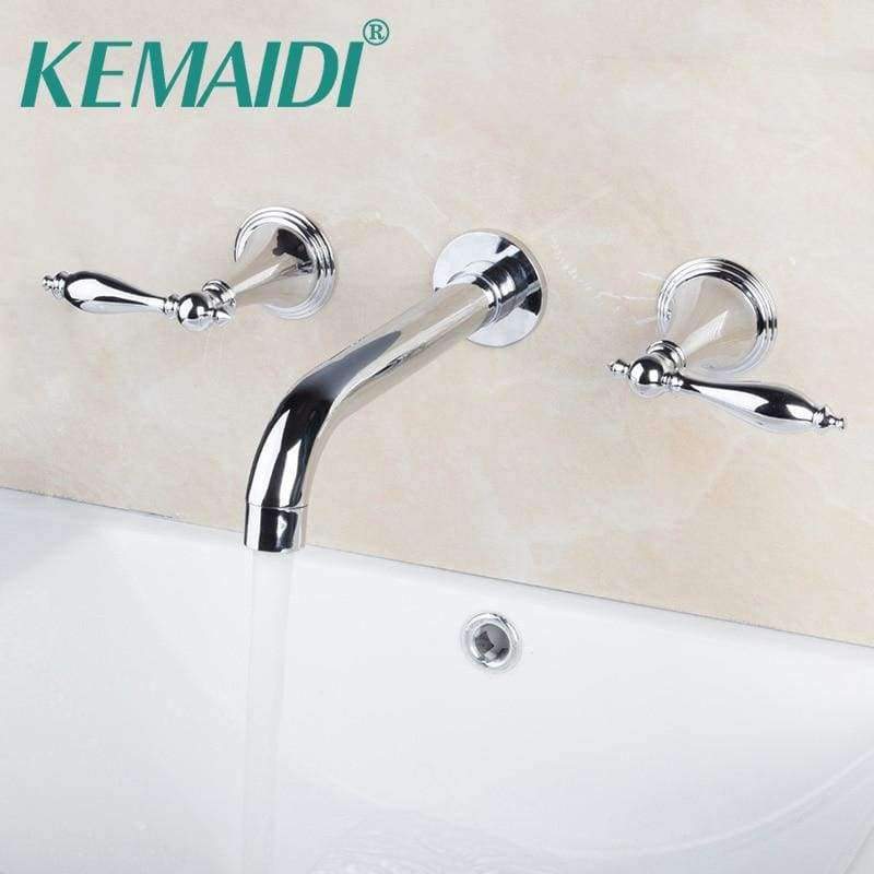 Planet Gates KEMAIDI Bathroom Faucet Bathtub Faucets Construction & Real Estate Wall Mounted Two Handles 3 Pcs Set Bath Fixtures Sets