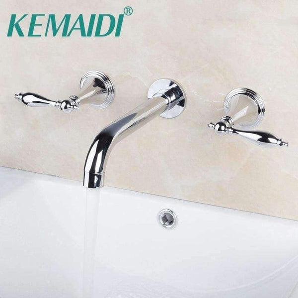 Planet Gates KEMAIDI Bathroom Faucet Bathtub Faucets Construction & Real Estate Wall Mounted Two Handles 3 Pcs Set Bath Fixtures Sets